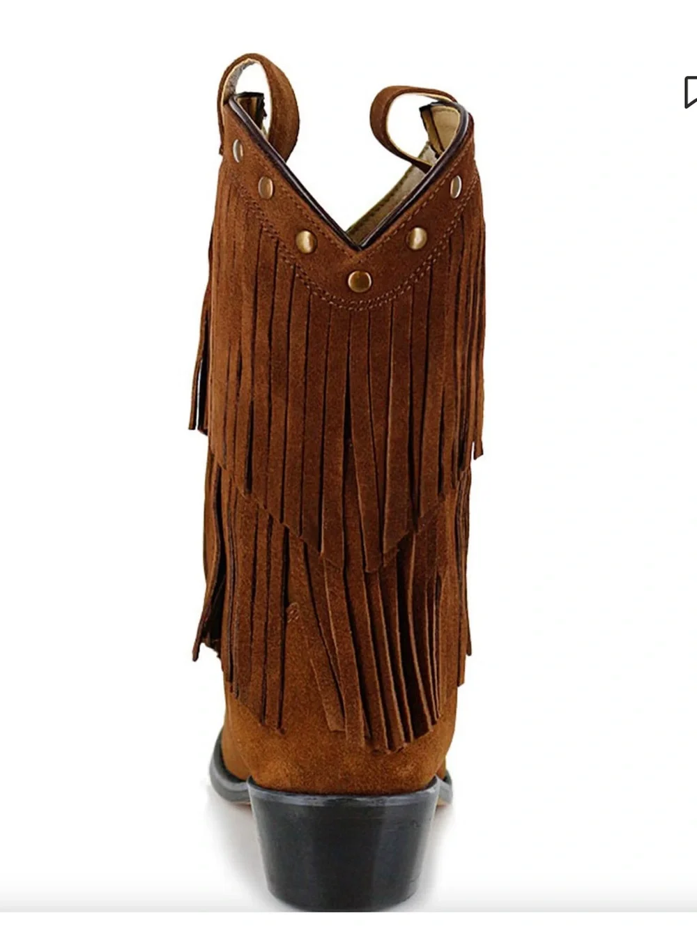 Shyanne Brown Suede Fringe Kids Western Boot